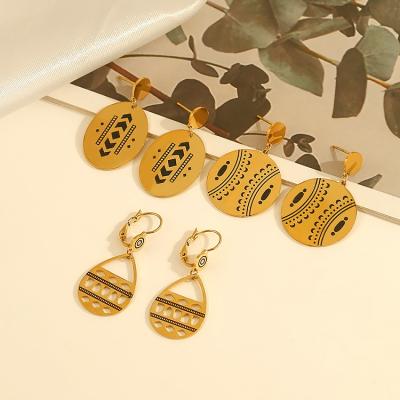 China CLASSIC 2022 New Styles Top Quality 18k Gold Plated Stainless Steel Surgical Drop Hollow Out Earrings for sale