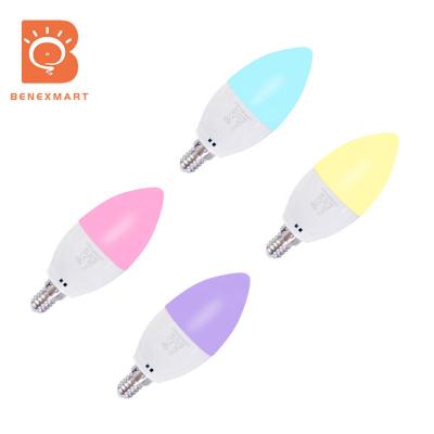 China Benexmart 4pcs E14 RGBCW Tuya WIFI 5w Music Candle Home Light Bulb Compatible with Amazon Echo Alexa Smart Bulbs for sale