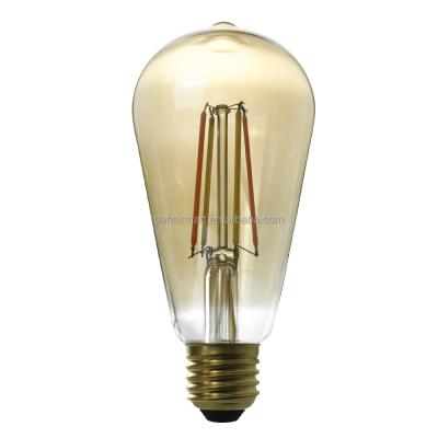 China Benexmart ST64 E27 6W Zigbee Filament LED Amber Smart Bulb Dimmable Desk CCT Required Compatible with Alexa Google Echo Assistant for sale