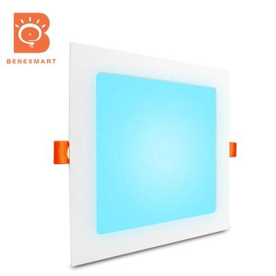 China Benexmart Tuya Mid Century Zigbee Smart Led Downlight RGBW 15w Recessed Ceiling Light with Square Panel Alexa Google Home Voice Control for sale