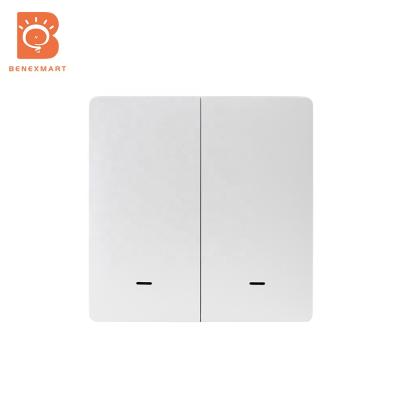 China Smart Home Appliances Benexmart Tuya Zigbee 2 Strip Switch Battery Wireless Wall Outdoor with Push Button Smart Life Alexa Google Home smartThings for sale