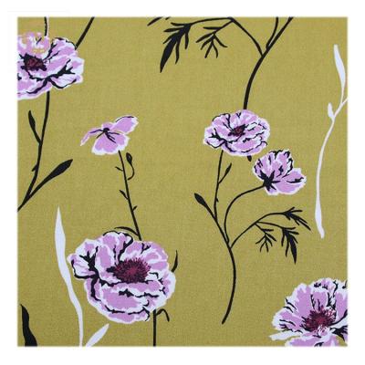 China Sustainable yellow flower print 8012P#, 100rayon woven fabric for women's shirts, dresses, pants, one pieces etc. for sale