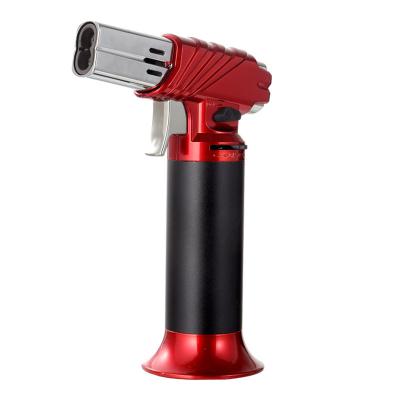 China Modern Multi Function GF908 Gas Red Butane Cooking Cigar Double Torch Jet Lighter for sale