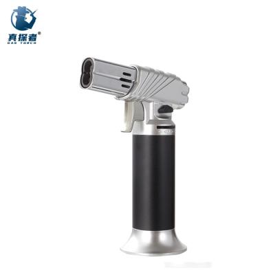 China New Double Focus Flame Jet Refillable Blow Gas Torch Lighter Firearm Model Of Modern Gf908 2022 for sale