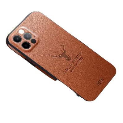 China Waterproof for iphone 13 pro max back cover leather phone case luxury, for iphone 12 pro max case deer head for sale