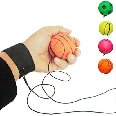 China Sports Fitness Rubber Elastic Ball Finger Bounce Ball Wrist Rope Elastic Training Rubber Ball for sale