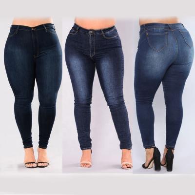 China Big Color Fade Proof NVFelix Amazon Women's Clothing Supplier Vintage Monkey Wash Stretch Blue Denim Plus Size Jeans for sale