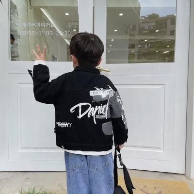 China Color Fade Proof NVFelix jeans new fashion unisex kids clothes wholesale high quality black printed boys denim jacket for sale