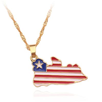 China Holiday decoration & Wholesale Map Border Alloy World Flag Hot Selling Oil Drip Style Necklace Pendant Creative Trend Jewelry for sale