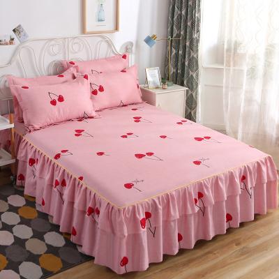 China Comforter Rose Print Bed Skirt Pillow Cover Double Lace Bedspread Bedroom Bedding Dorm Sheets for sale