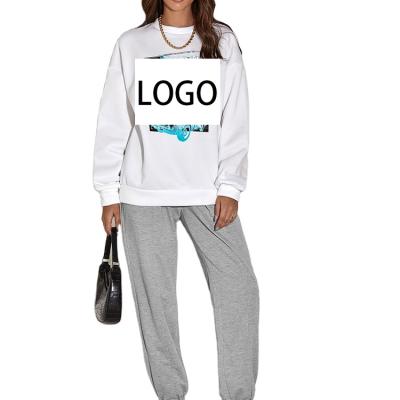 China 2021 Customized Anti-wrinkle Sweatshirt Coconut Tree And Letter Drop Shoulder Sweatshirt Warme Graphic Sweatshirt for sale