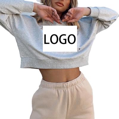 China 2021 Customized Anti-wrinkle Sweatshirt Crop Sweatshirt Women Drop Shoulder Cotton Sweatshirt Women for sale