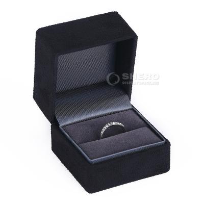 China Luxury Black Shero Jewelry Velvet Suede Ring Boxes Ring Jewelry Display Box Jewelry Store Package Wholesale Kiosk Small Luxury for sale