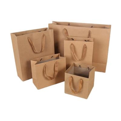 China Jewelry Store Package Brown Kraft Paper Bags Customized Recycled Brown Kraft Paper Bag With Twisted/Flat Handle for sale