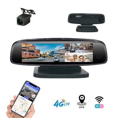 China Front inside rear cam 3 CHs mirror 4g mirror android car DVR wifi adas gps navigation car black box front inside live video control rear cam disc for sale