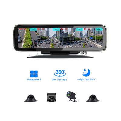 China 12inch Touch Screen 12 Inch 4 Cams Night Vision Car Record Video Recorder 360 Degree View Touch Screen Mirror Smart DVRs 4 Split Display for sale