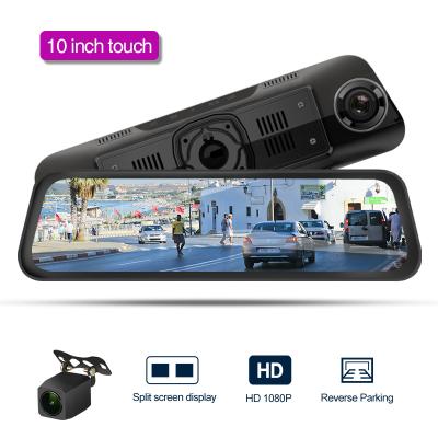 China 10inch Mirror Lens AHD1080P Parking Mirror Lens Car DVRs Motion Detection Monitor Car VCR 10inch Touch Screen 128G Dual Card for sale