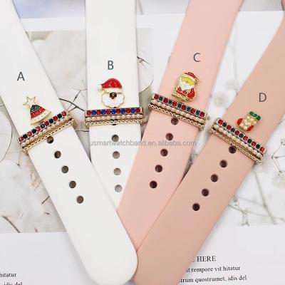 China Decorative Christmas Icons Ring Charm Set Custom Hard Enamel Band Charms Decorative Metal Christmas Studs Apple Watch Charms for Smart Watch Bands and Accessories for sale