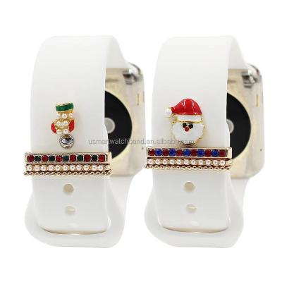 China Christmas Icons Decorative Ring Charm Set Newest Christmas Santa Smart Watch Bands Accessories Decorative Band Charms For Apple Watch for sale