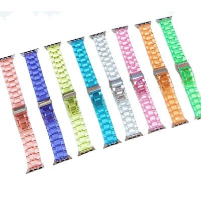 China Colorful Transparent Acrylic Watch Band Link Strap For Apple Watch Series 7 41mm 45mm Replacement Strap For iWatch 40mm 44mm for sale