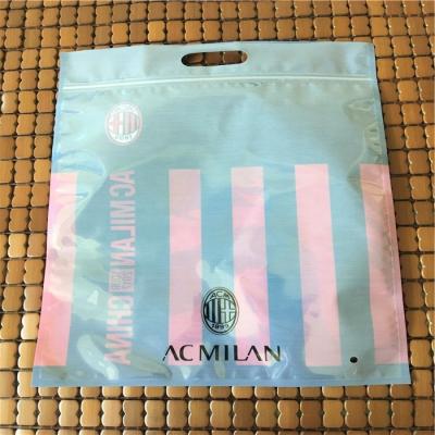 China Custom Gift Package Plastic Ziplock Bag With Handle For Cloth for sale