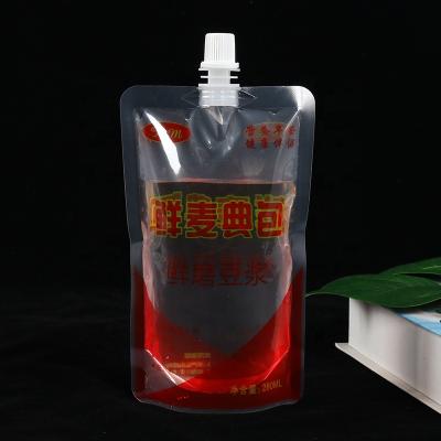 China Custom Print Recyclable Stand Up 350ml 500ml 700ml Transparent Matte Juice Pouch Plastic Drink Bag With Spout for sale