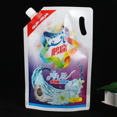 China Recyclable Plastic Packaging Stand Up Liquid Soap Powder Soap Pouch Spout Bag With Different Handle for sale