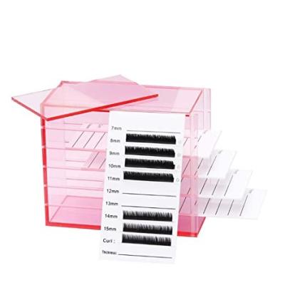 China Durable Rectangular Private Label High Quality Acrylic 5 Layers Eyelash Storage Box Clear Makeup Eyelashes Organizer for sale