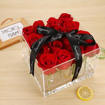 China Morden factory simple wholesale popular style acrylic jewelry box rose gift box flower mirror acrylic box for sale