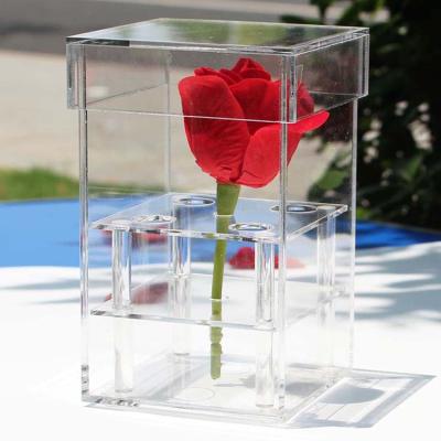 China Morden Good Quality Fashion Style New Arrival Single Acrylic Rose Square Acrylic Flower Boxes Flower Box for sale