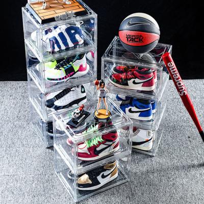 China Good Quality Big Size Stackable Shoe Box Morden Low Price Acrylic Shoe Box Transparent Acrylics With Lid for sale