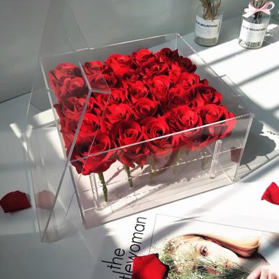 China Morden single high quality clear acrylic flower box with preserved drarwer rose flower boxes for sale