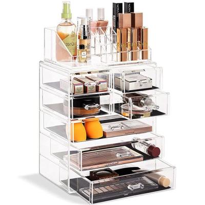 China Wholesale Durable Rectangular Rotating Clear Acrylic Cosmetic Organizer Portable Makeup Organizer for sale