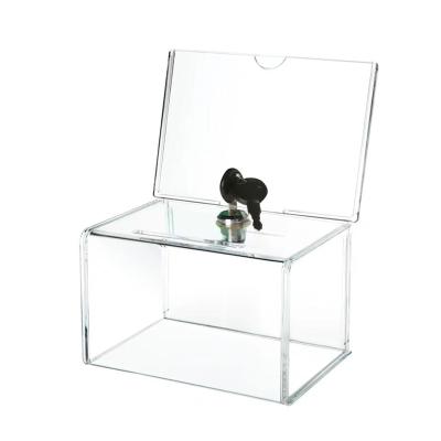 China High Peffect Durable Design Glossy Clear Acrylic Voting Charity Donation Box With Lock for sale