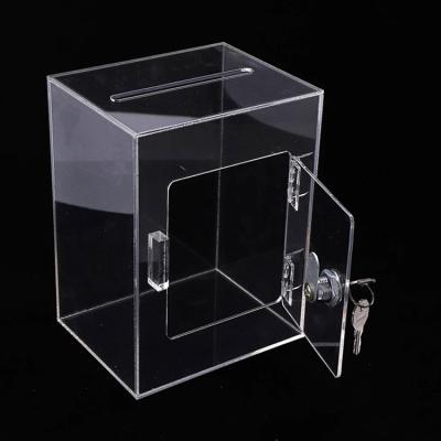 China Low Price Factory Clear Acrylic Charity Voting Donation Box Durable Acrylic Ballot Box With Private Label for sale