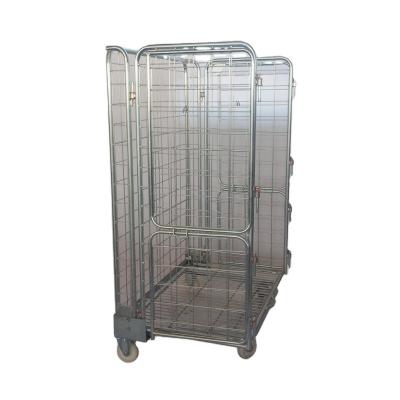 China No Wire High Quality Mesh Cage Trolley Warehouse Transport and Storage Metal Shelf for sale