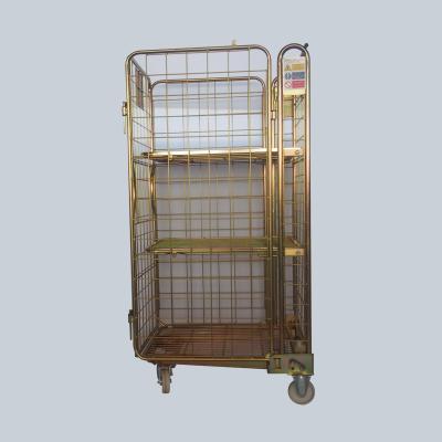 China With Shelves Wholesale Metal 4 Sides Folding Merchandise Shelves For Supermarket for sale