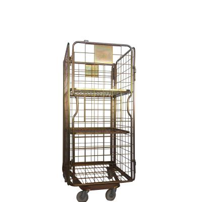 China With Shelves Hot Sale Warehouse Metal Wire Storage Cage Rolling Cart for sale