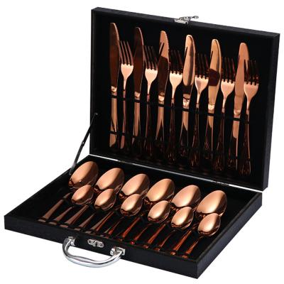 China Rose Gold Cutlery Set Wholesale 24PCS Sustainable Stainless Steel Flatware Set Amazon Success for sale