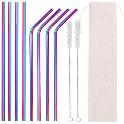 China Wholesale Hot Selling Eco-Friendly Reusable Metal Viable Straw Cocktail Stainless Steel Drinking Straws Set From Amazon for sale