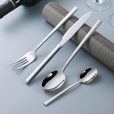 China Sustainable European Reusable Glossy Shiny Stainless Steel Hotel Restaurant Home Flatware Sets for sale