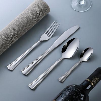 China Viable Manufacturer Wholesale Flatware Wedding Reusable Spoon Stainless Steel Cutlery and Fork Silverware Set for sale