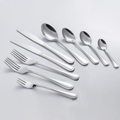 China Sustainable Household Stainless Steel Cutlery Set Elegant Silver Flatware Set for sale