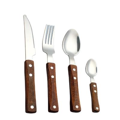 China Sustainable Wooden Stainless Steel Handle Cutlery / Flatware for sale