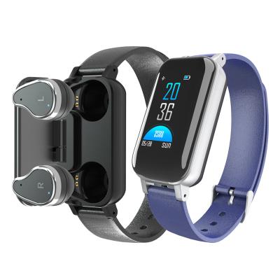 China High Quality Hot Selling APP Control 2 in 1 Reloj Smartwatch T89 Waterproof Smart Watch with Earbuds Earphone for sale