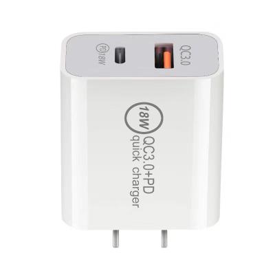 China Dual Cell Phone 18W PD Type-C Fast Charging QC 3.0 USB C USB Charger Fast Charger For iPhone 12 For Samsung USA UK EU AU Plug Adapter for sale