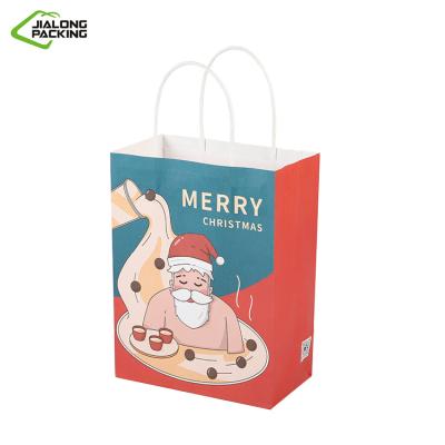 China Recycled Materials Christmas Packing Kraft Paper Bag Drinking Bag Coffee Milk Tea Packing Takeout Bag For Restaurants for sale