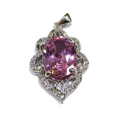 China Romantic Vintage 925 Sterling Silver Girl's Jewelry Hollow Custom Purple Zircon Pendant For Necklace for sale