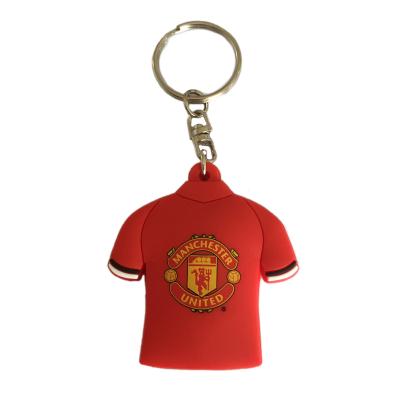 China Custom PVC T-shirt Souvenir Gifts Promotion Key Chain Logo Rubber Keyring Soccer Football Key Chain for sale