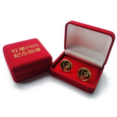 China Wholesale Custom Eco-friendly Velvet Jewelry Gift Boxes For Medals Badge Necklace Cufflinks for sale